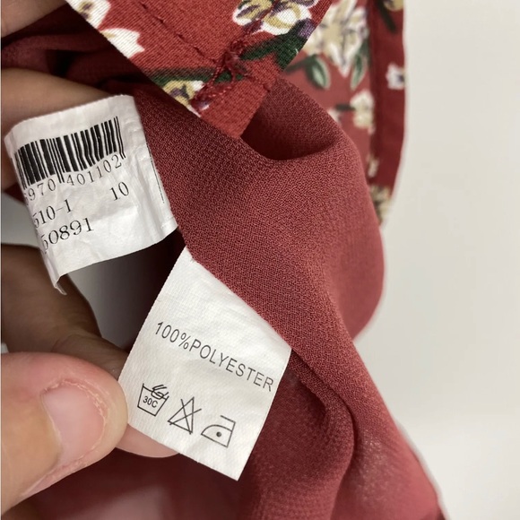 Mooloola Mini Dress Floral Rust Button Flutter Sleeve Christmas Xmas Boho Sz 10 - Picture 6 of 11